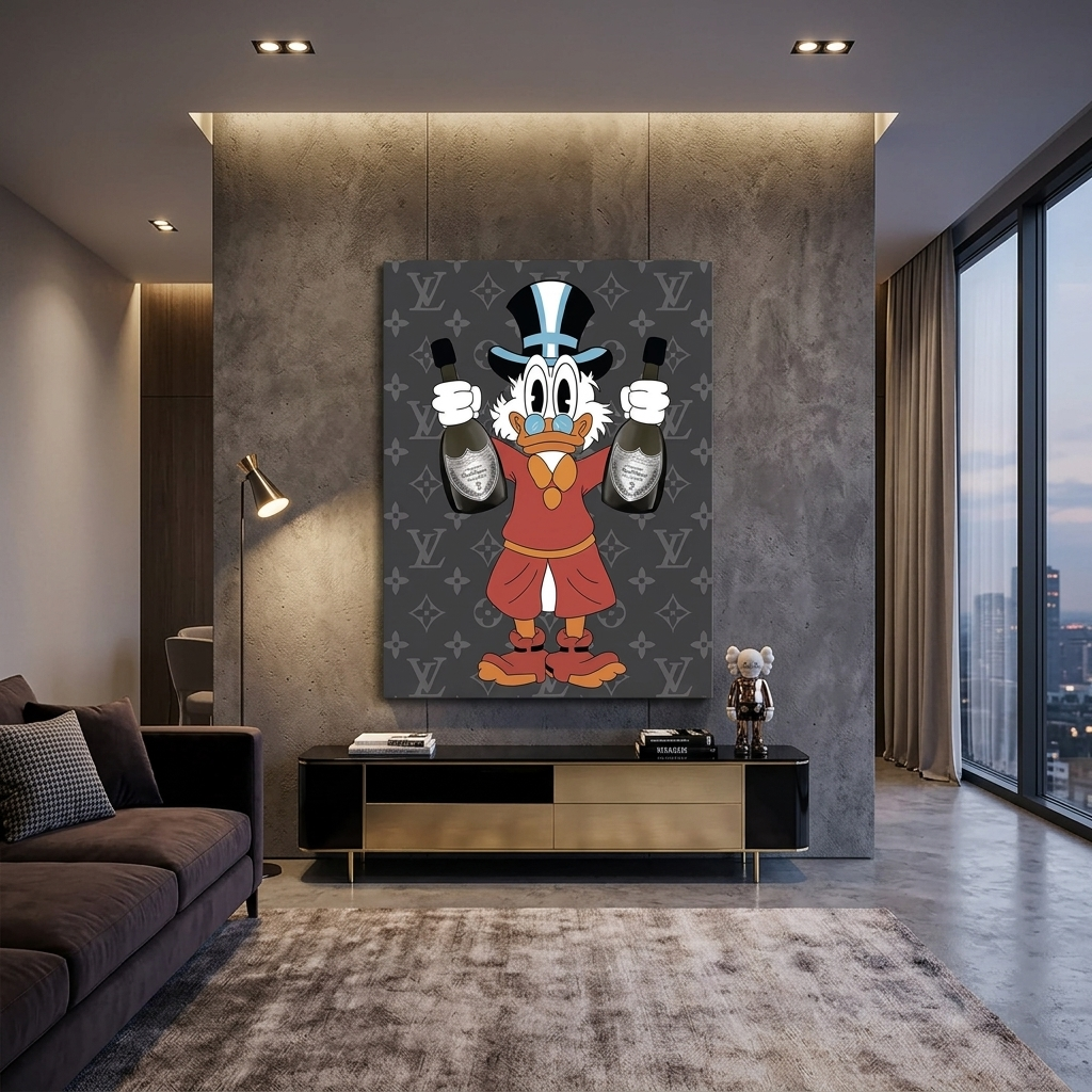Scrooge mit Champagnergrau Inspirierender Kunstdruck auf Leinwand