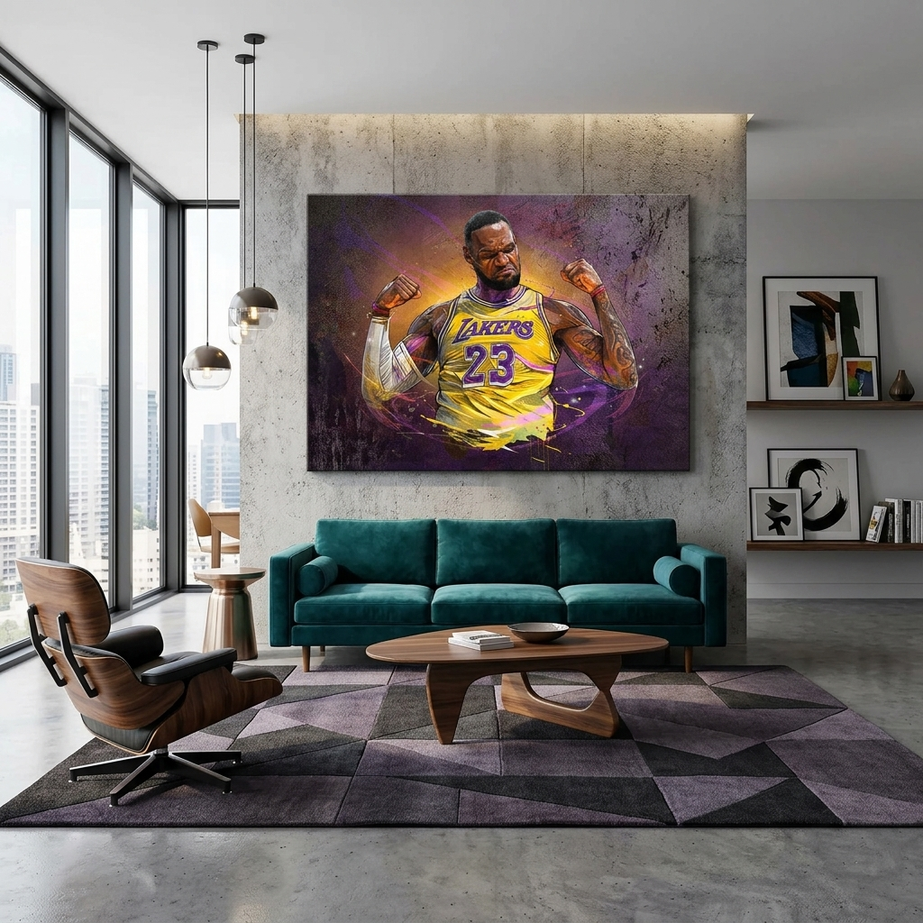 Leinwandbild „LeBron James“, Basketballspieler der Los Angeles Lakers, Wandbild