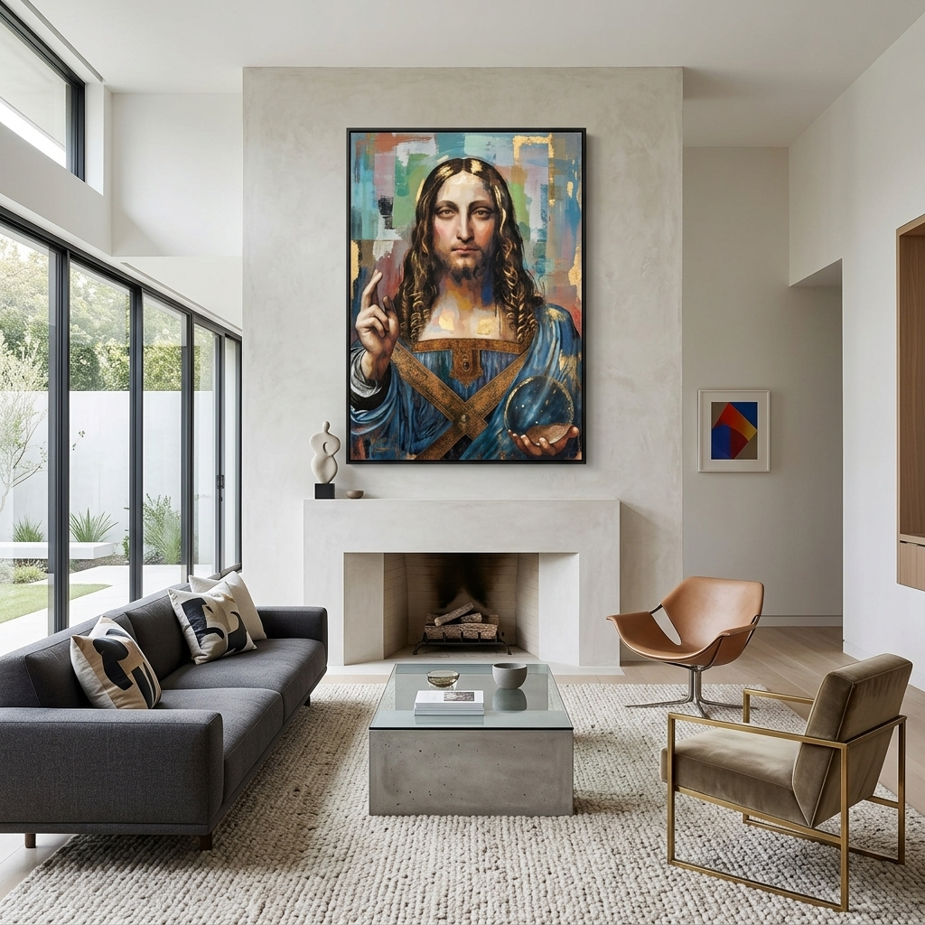 Reproduktion „Retter der Welt“ von Da Vinci, Reproduktion auf Leinwand, Kunstdruck