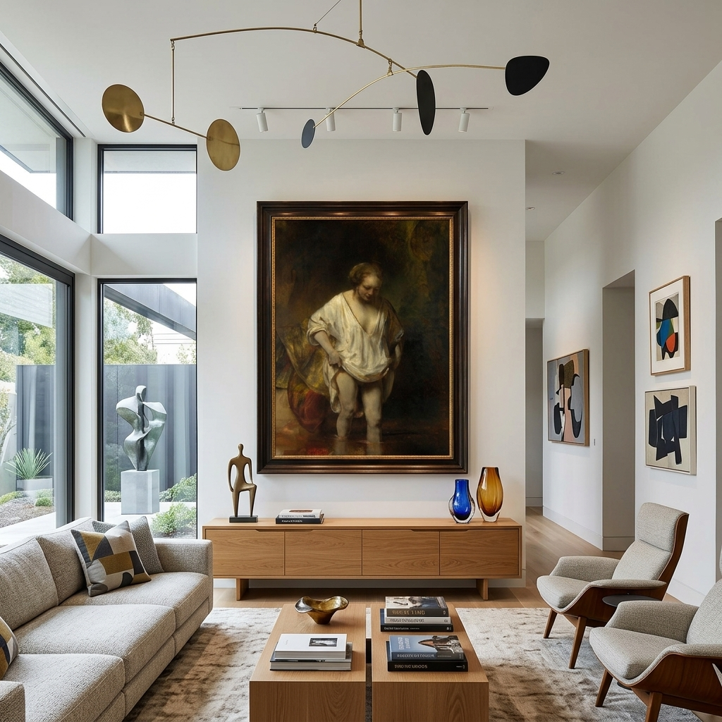 Reproduktion: Hendrickje beim Bad, Reproduktion auf Leinwand, Kunstdruck