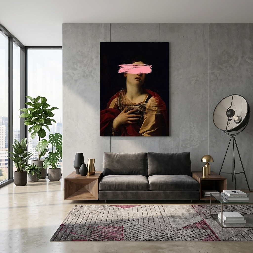 Leinwandbild Heilige Margarete mit rosa Farbe im Gesicht