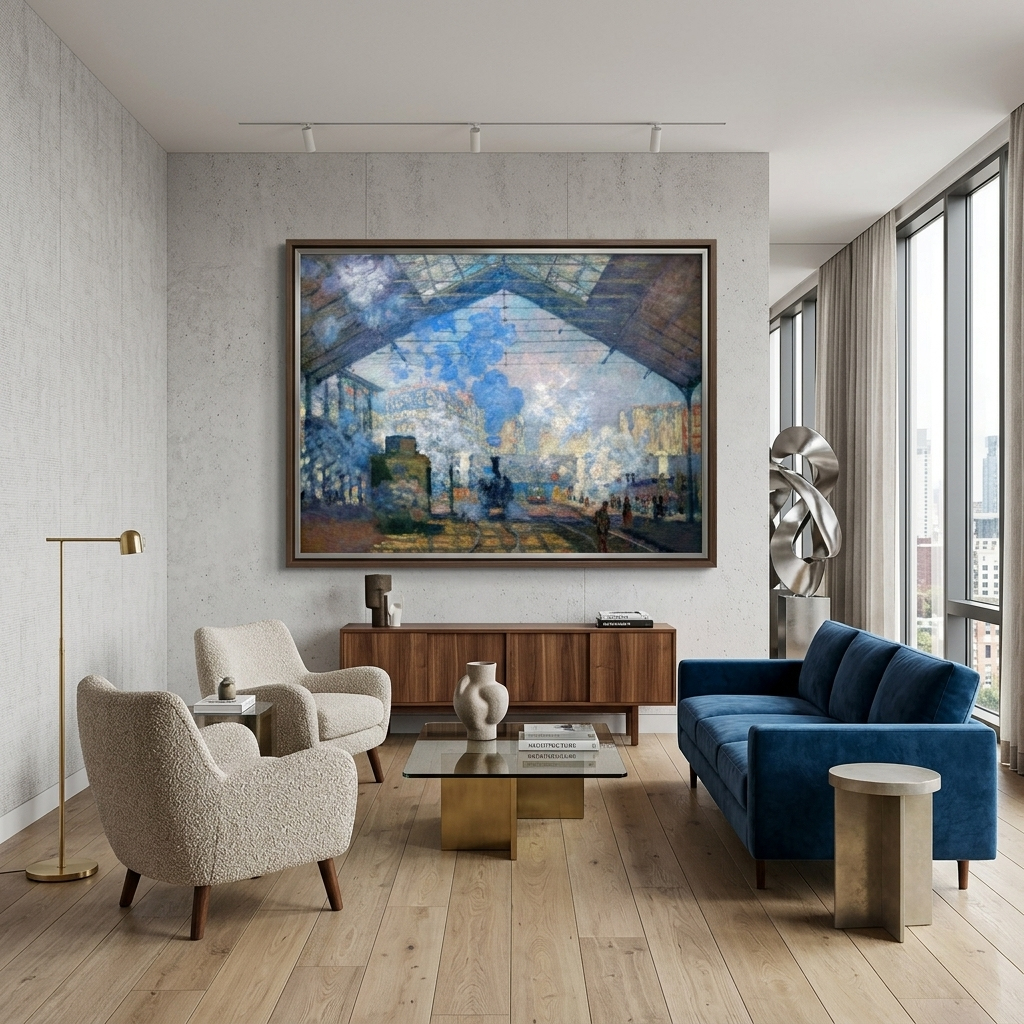Reproduktion des Bahnhofs Saint-Lazare, Reproduktion auf Leinwand, Kunstdruck