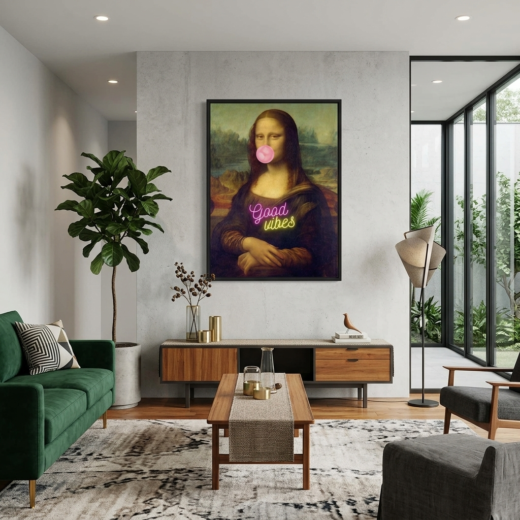 Kunstdruck auf Leinwand, Mona Lisa. Gute Stimmung