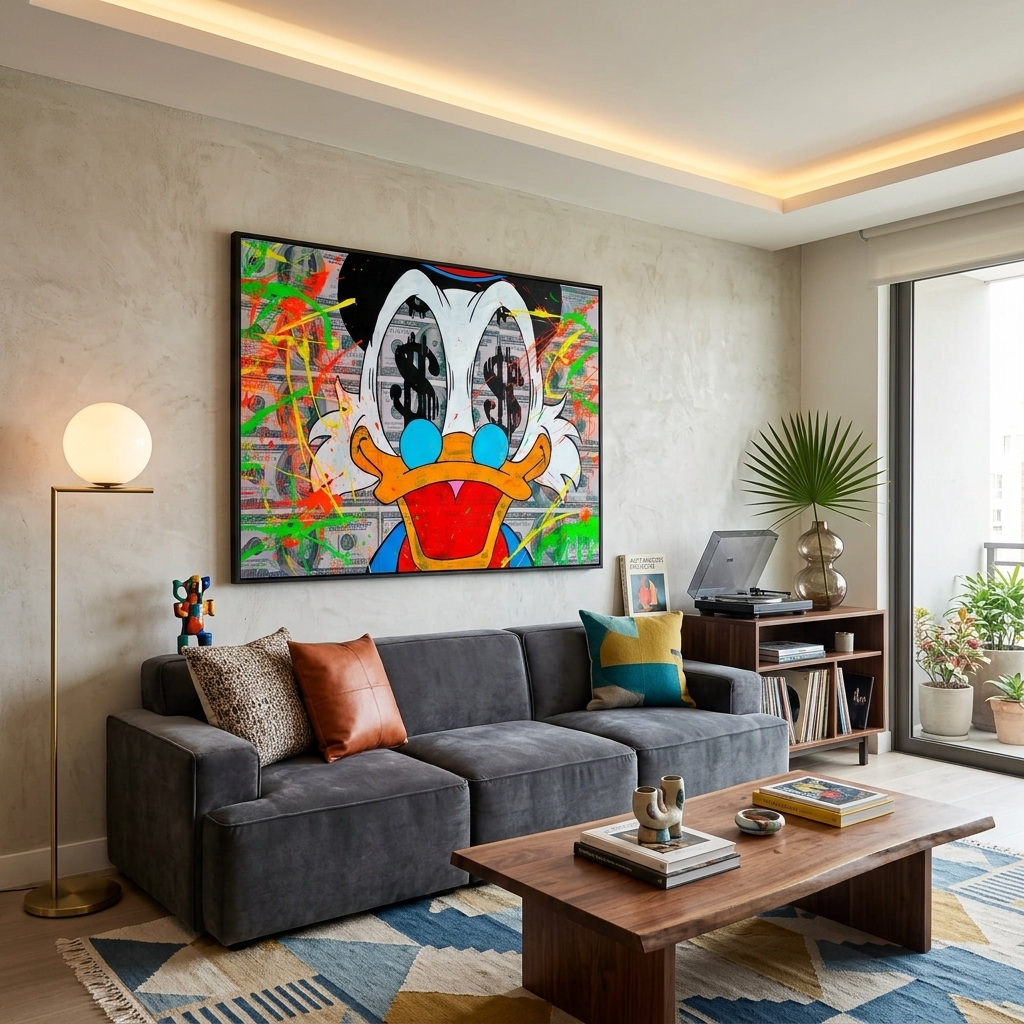 Scrooge Dollars und Farbe inspirierende Leinwand Wand Kunstdruck