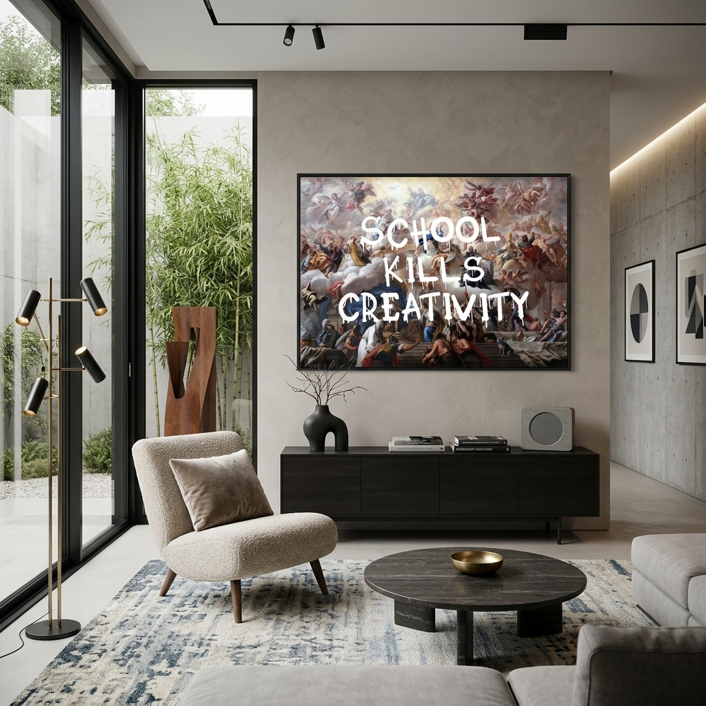 Leinwandbild „Schule tötet Kreativität“
