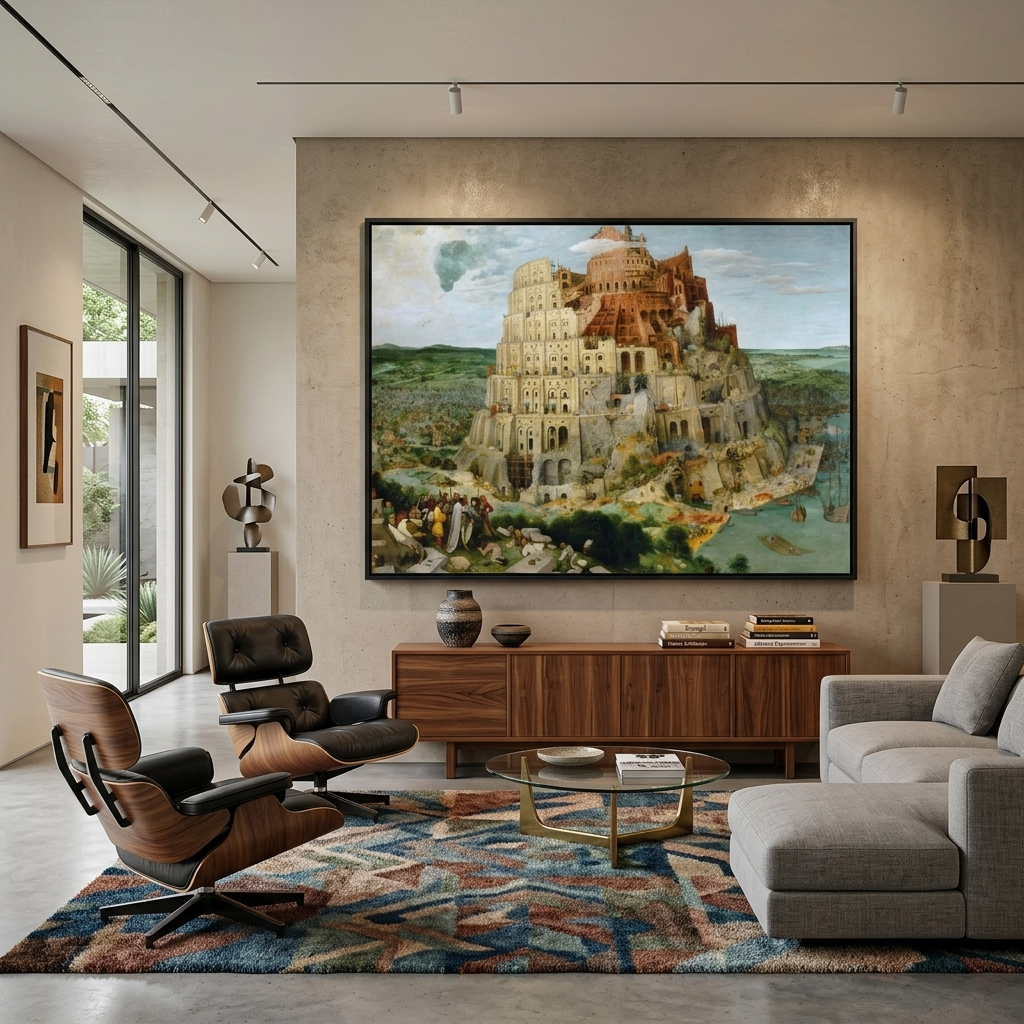 Reproduktion des Turms von Babel von Pieter Bruegel, Reproduktion auf Leinwand, Wand-Kunstdruck