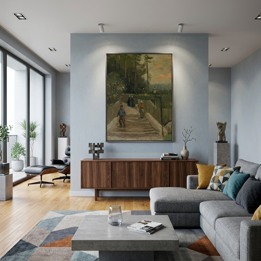 Reproduktion „Aufstieg in Montmartre, Paris“, Vincent van Gogh, Reproduktion auf Leinwand, Kunstdruck
