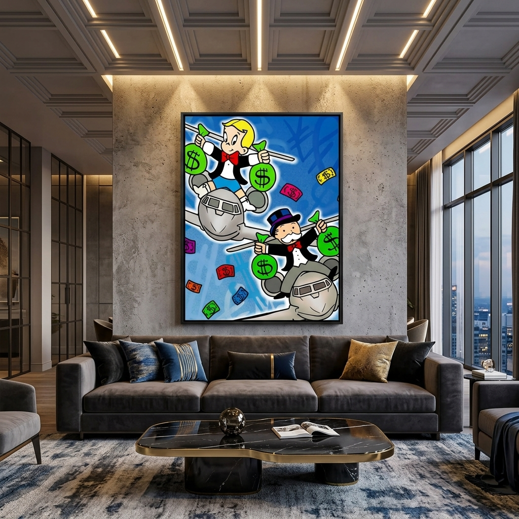 Monopoly Money planes Canvas Wall Art Print