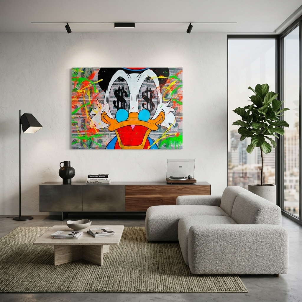 Scrooge Dollars und Farbe inspirierende Leinwand Wand Kunstdruck