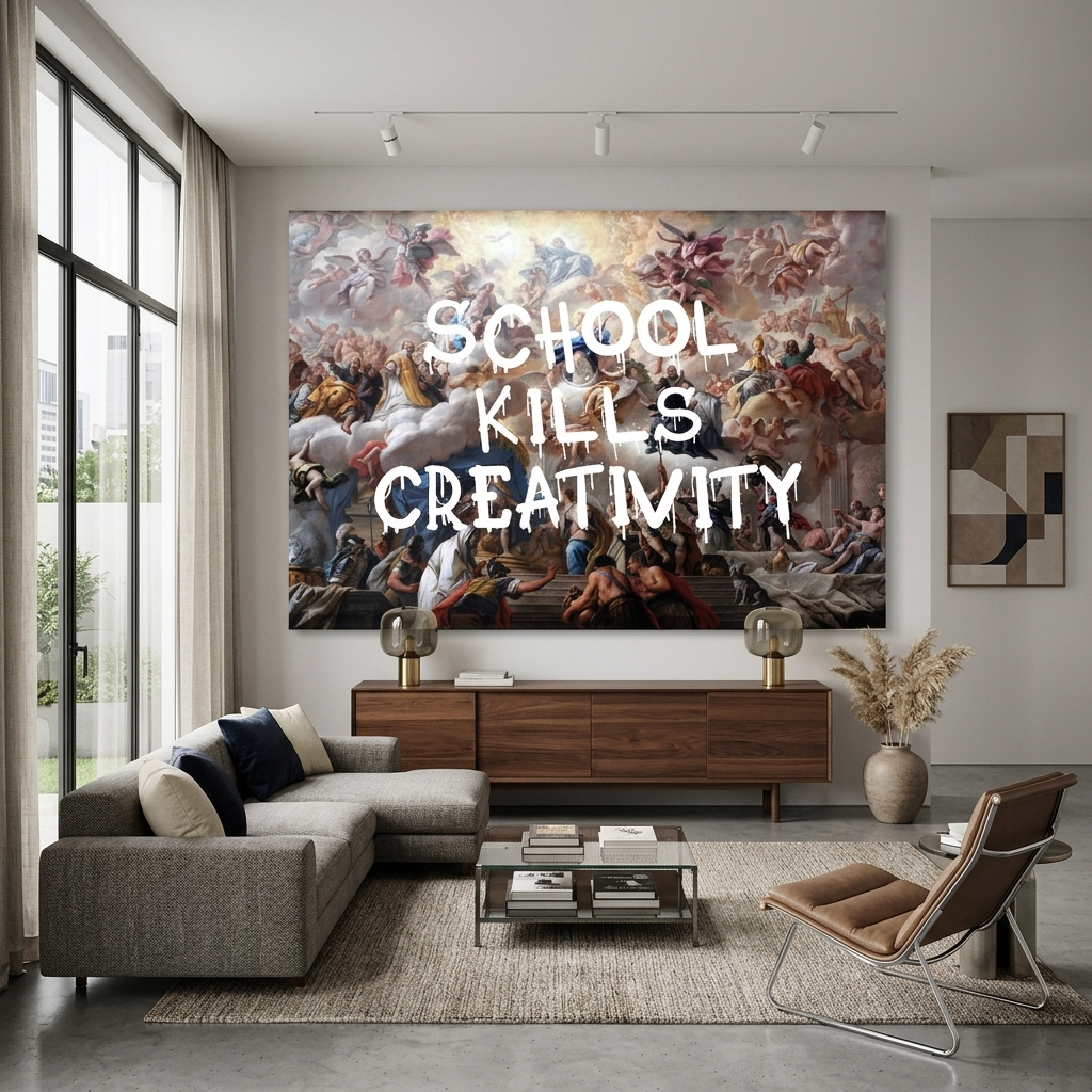 Leinwandbild „Schule tötet Kreativität“