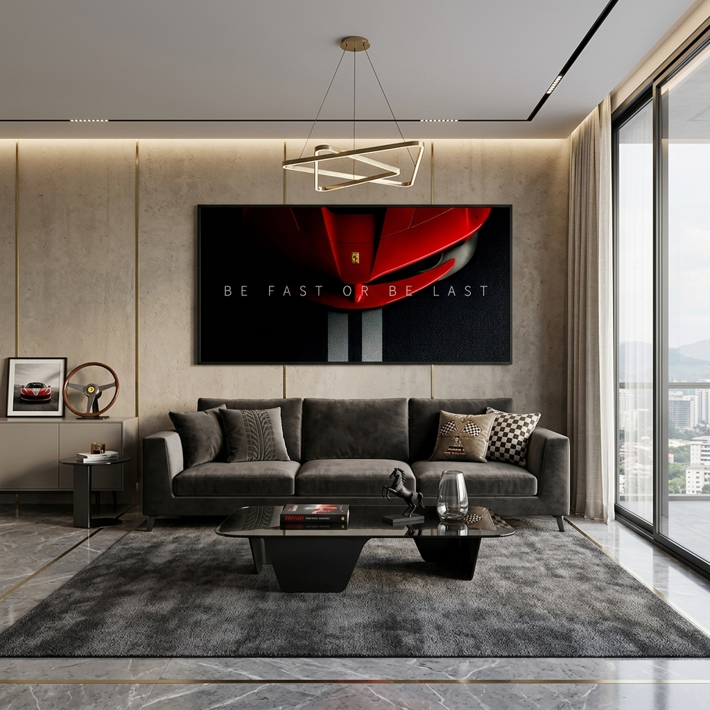 Zur Motivation: Sei schnell oder sei der Letzte, Ferrari, motivierender Leinwand-Kunstdruck