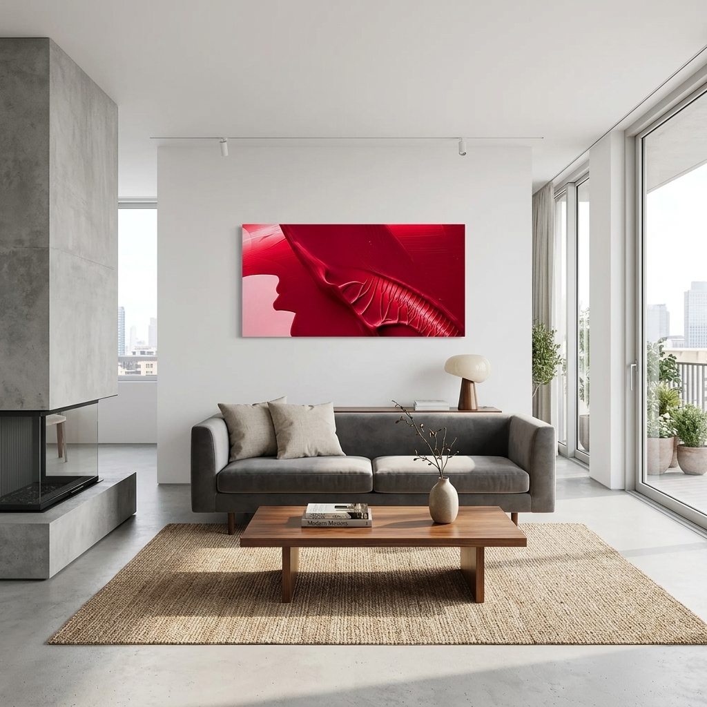 Leinwandbild „Rote Farbe, Abstraktion“