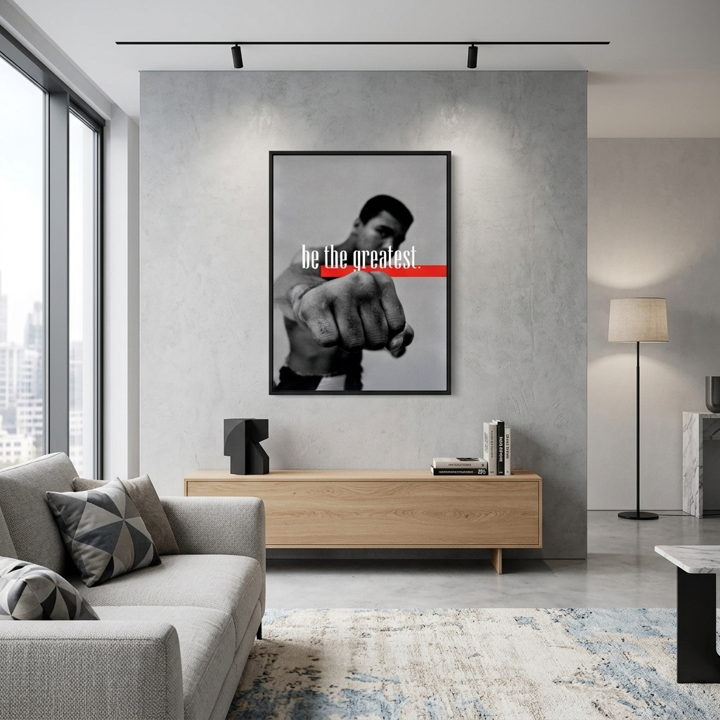 Boxer Muhammad Ali sei der Beste – motivierender Kunstdruck auf Leinwand
