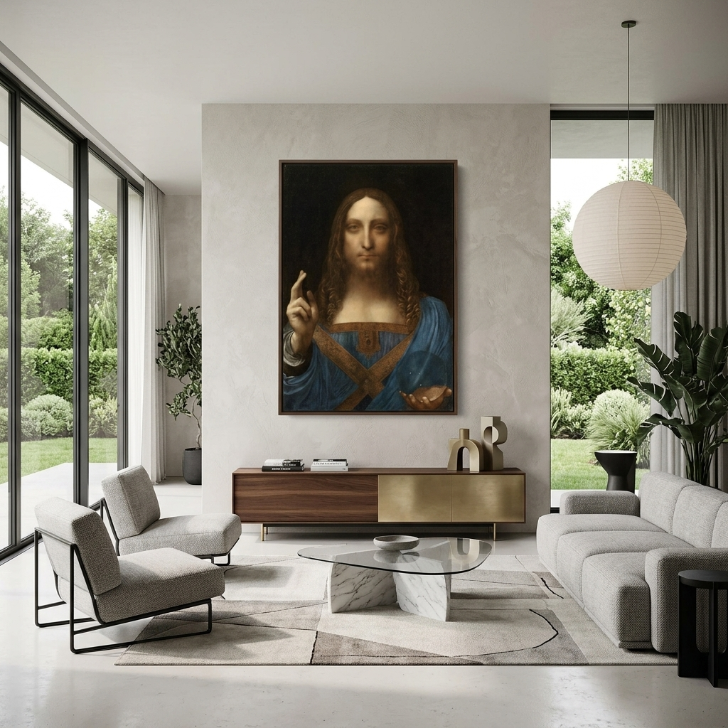 Reproduktion „Retter der Welt“ von Da Vinci, Reproduktion auf Leinwand, Kunstdruck