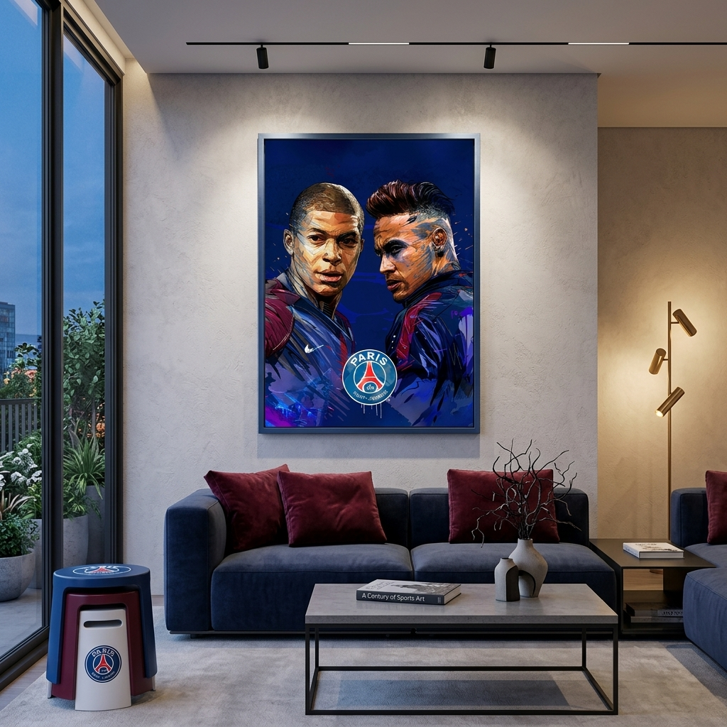 PSG-Spieler Neymar und Kylian Mbappe – Kunstdruck auf Leinwand