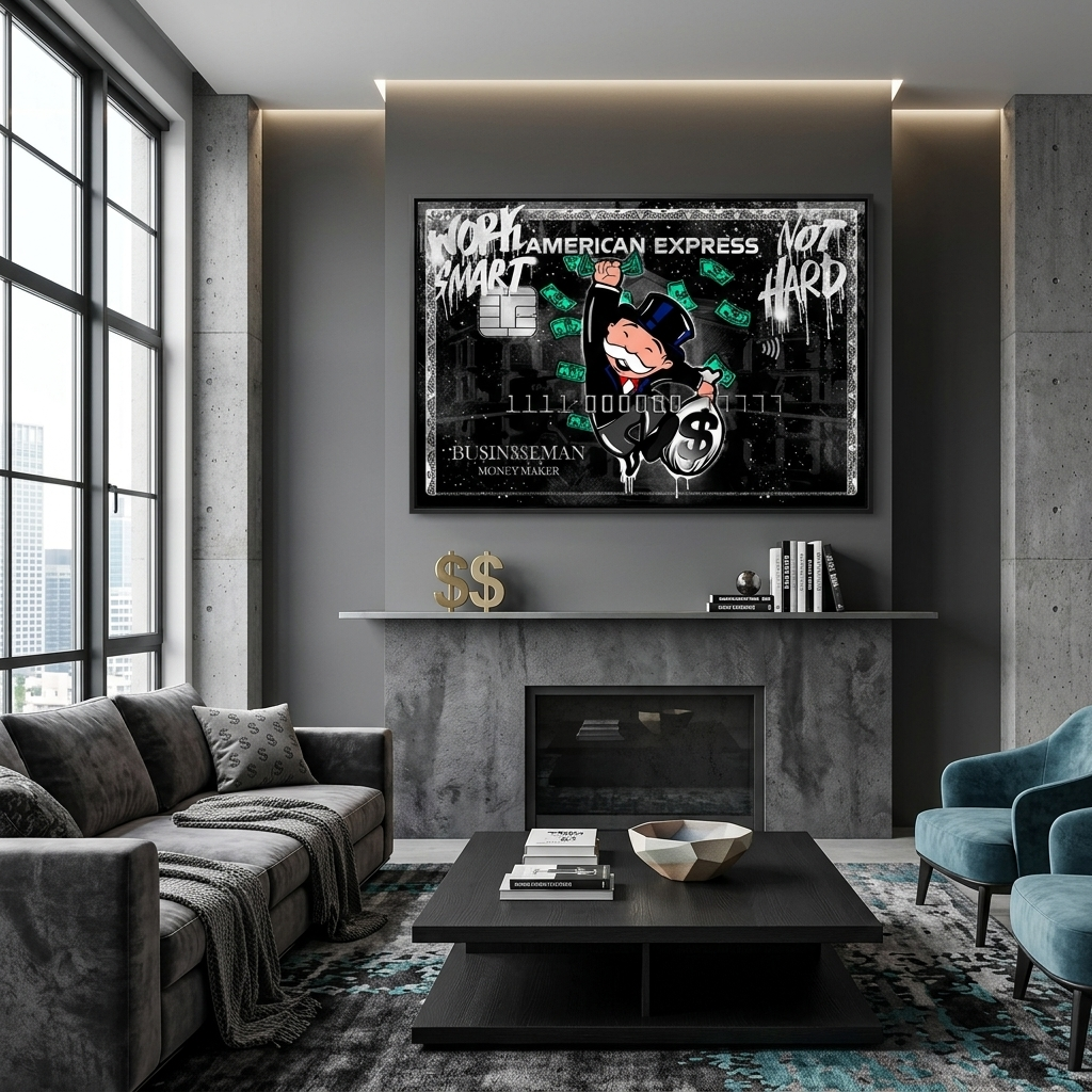 Money card monopoly Inspirational Canvas Wall Art Print