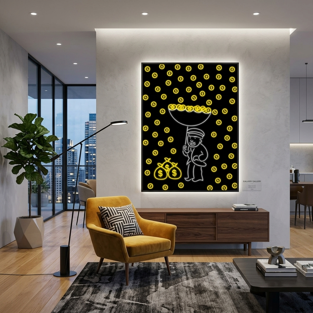 Money rain Inspirational Canvas Wall Art Print