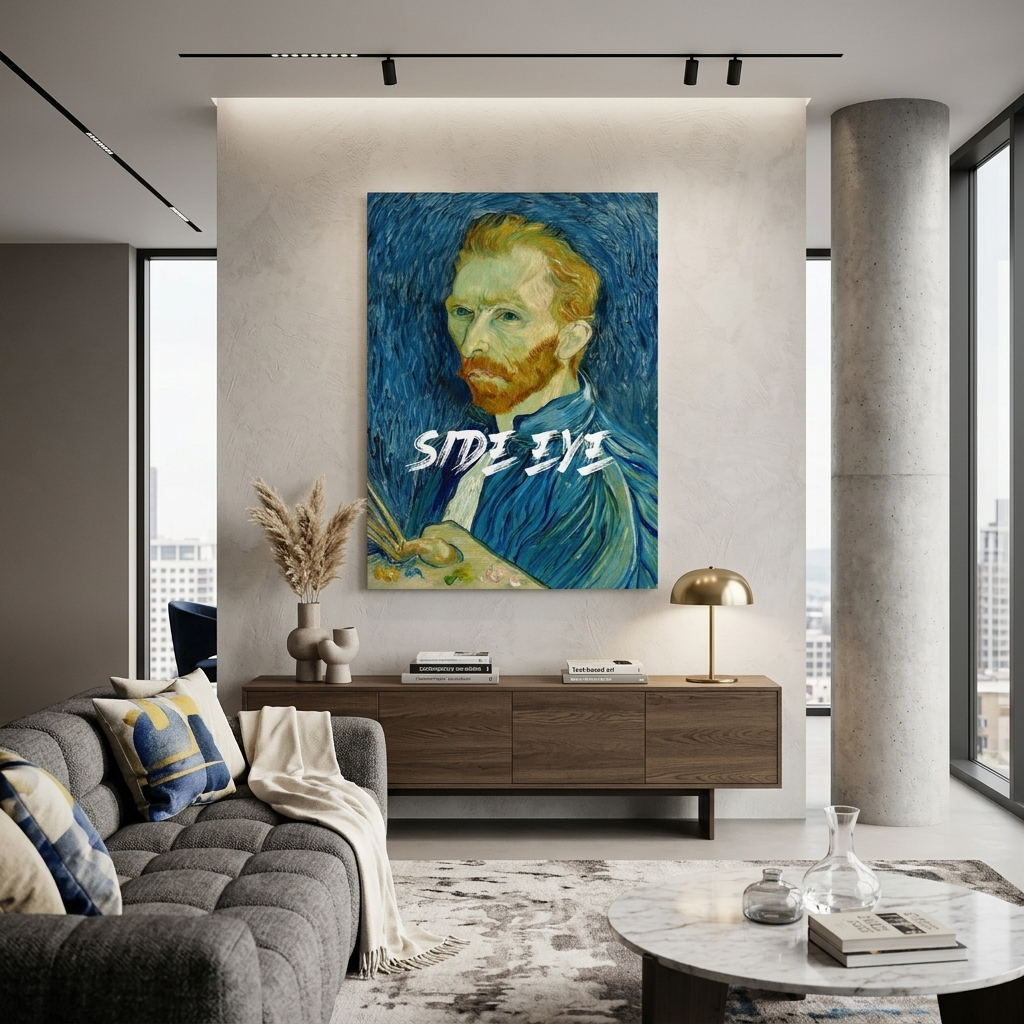 Kunstdruck auf Leinwand, Selbstporträt von Van Gogh. Seitliches Auge