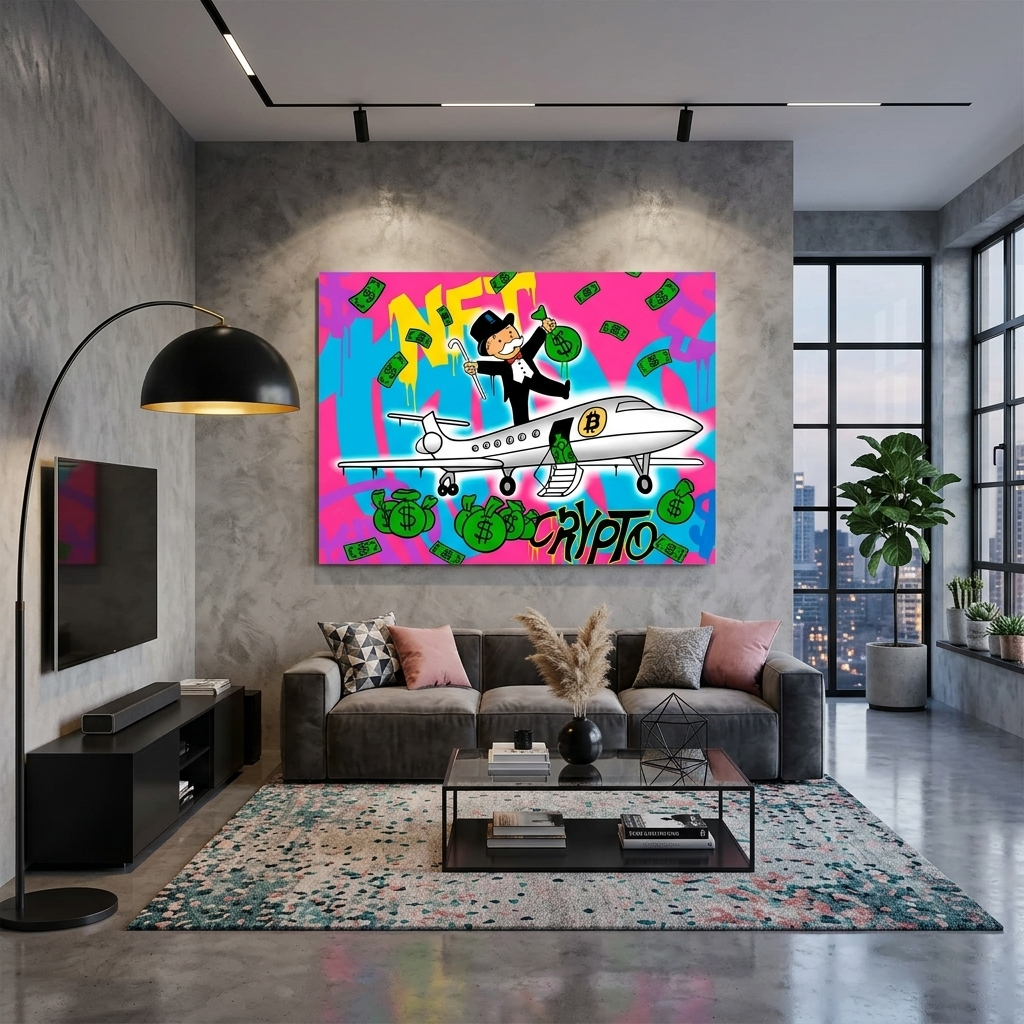 NFT Crypto Bitcoin Monopoly Canvas Wall Art Print