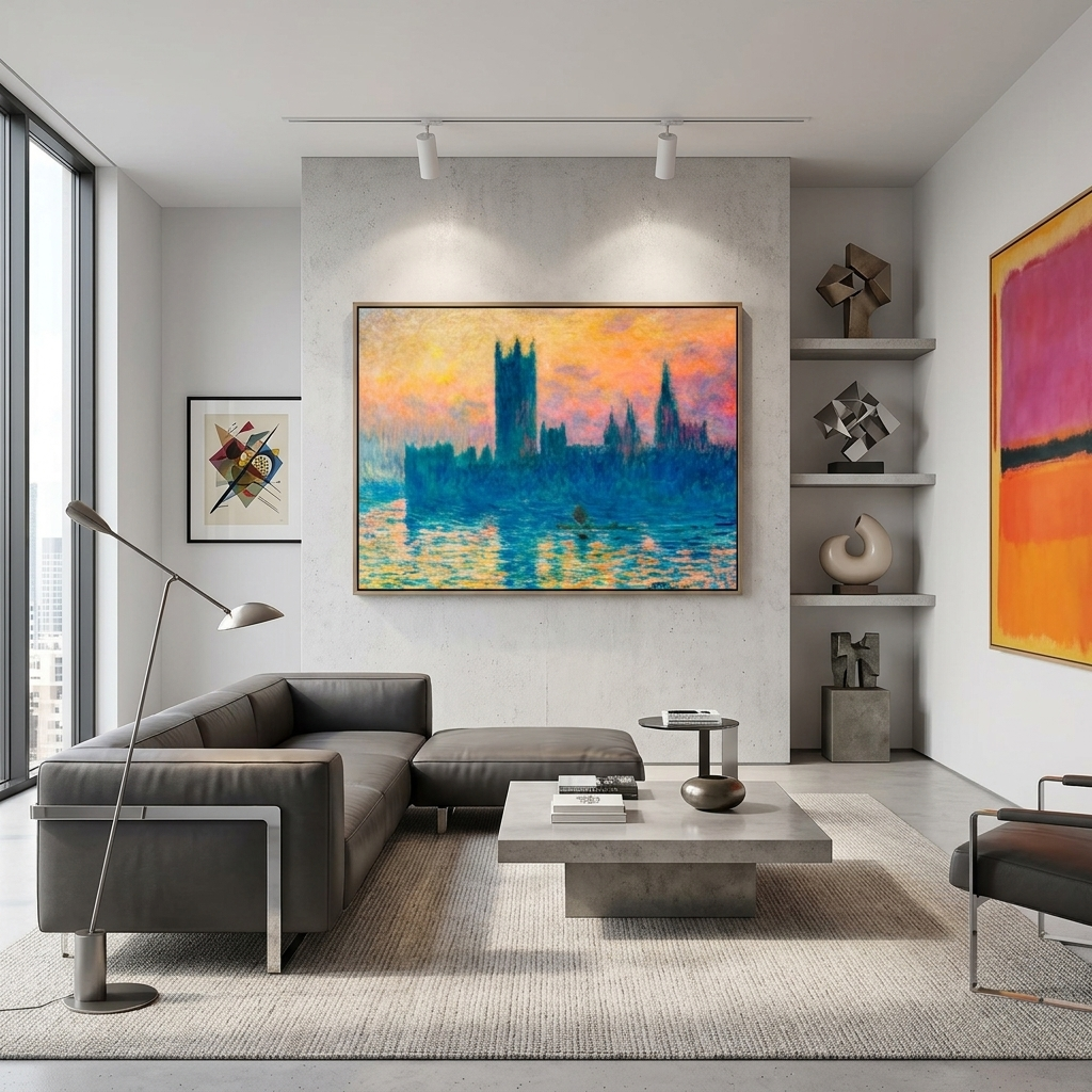 Reproduktion von London. Reproduktion des Parlaments auf Leinwand, Kunstdruck