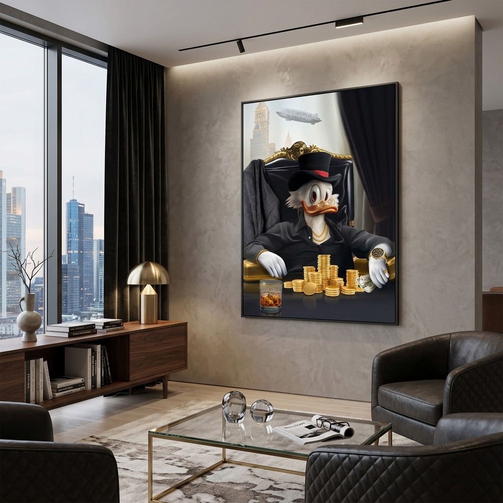 Scrooge in the study The world belongs to you Inspirational Canvas Wall Art Print