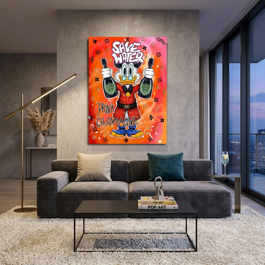 „Zeit für Geld statt Dollars und Uhren – inspirierender Kunstdruck auf Leinwand“