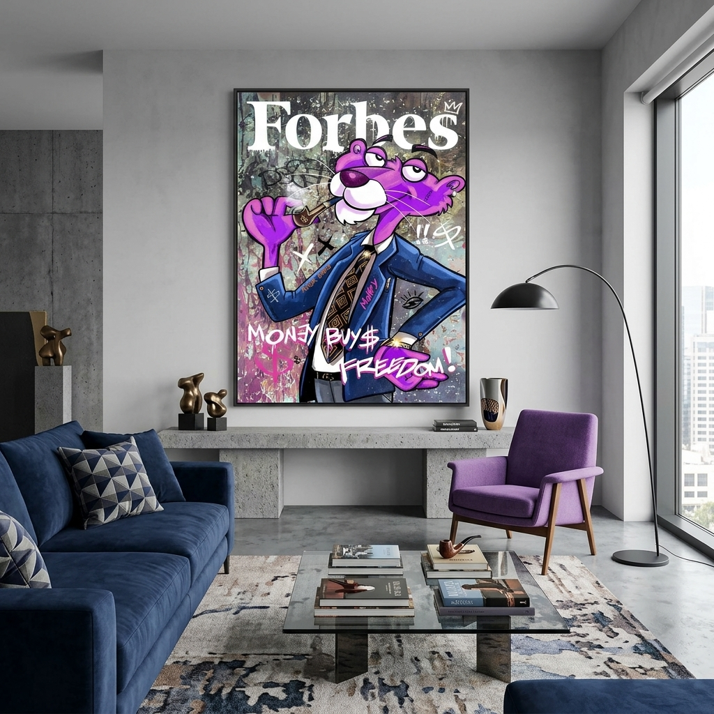 Pink Panther auf dem Cover des Forbes-Leinwand-Kunstdrucks