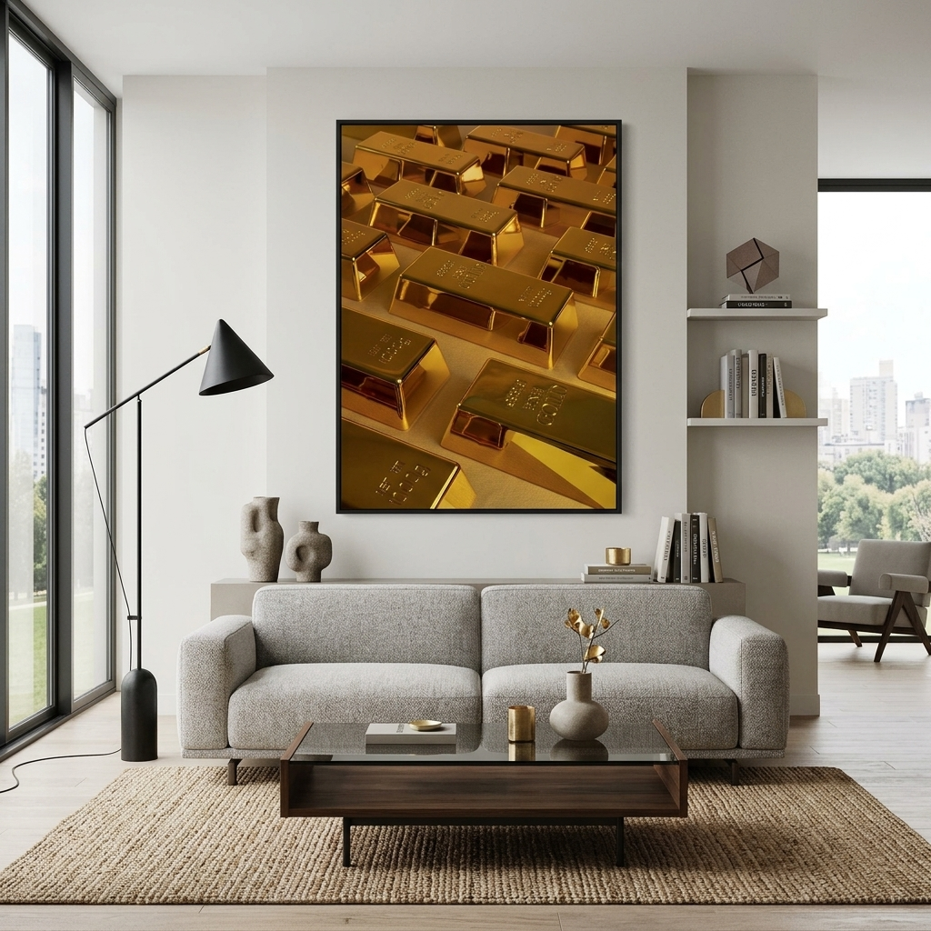 Goldbarren Motivierender Leinwand-Kunstdruck