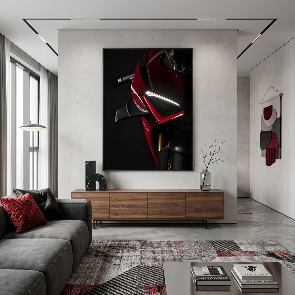 Leinwandbild, Motiv: Motorrad Ducati Panigale V4, rot