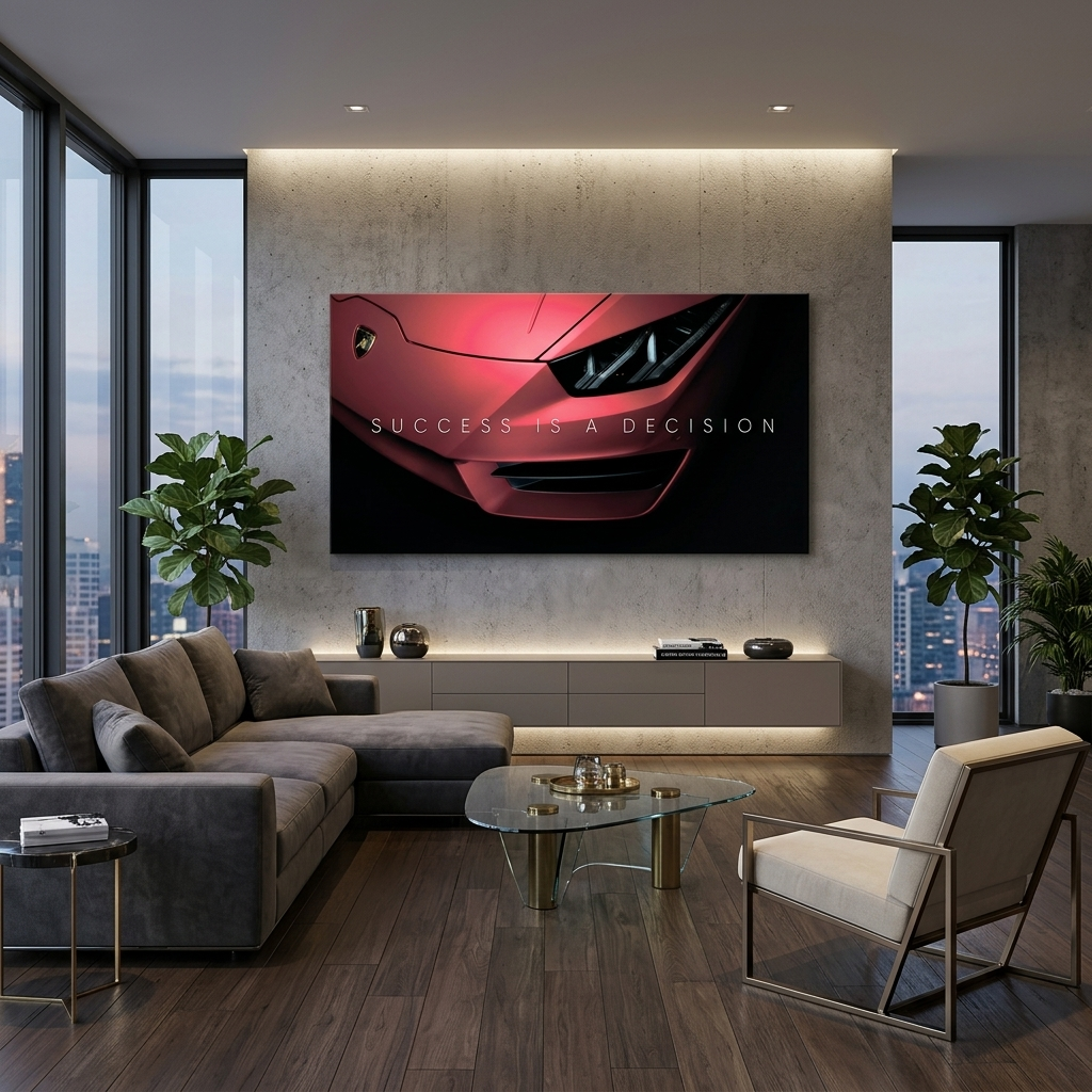 Erfolg zu motivieren ist eine Entscheidung Lamborghini Motivierender Leinwand-Kunstdruck