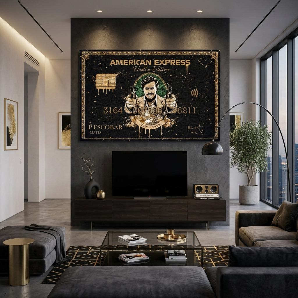 American Express – Motivierender Kunstdruck auf Leinwand mit Pablo Escobar