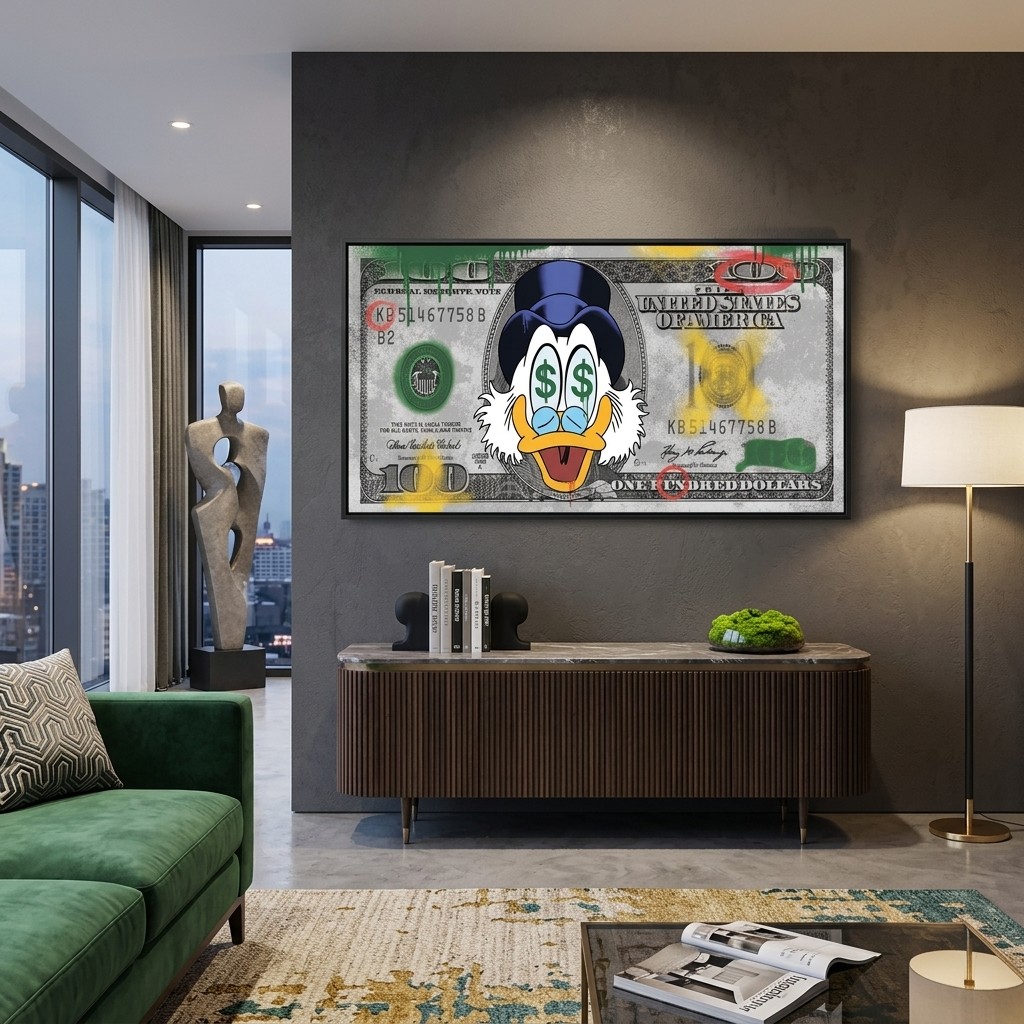 Scrooge Dollar Inspirierender Leinwand-Kunstdruck