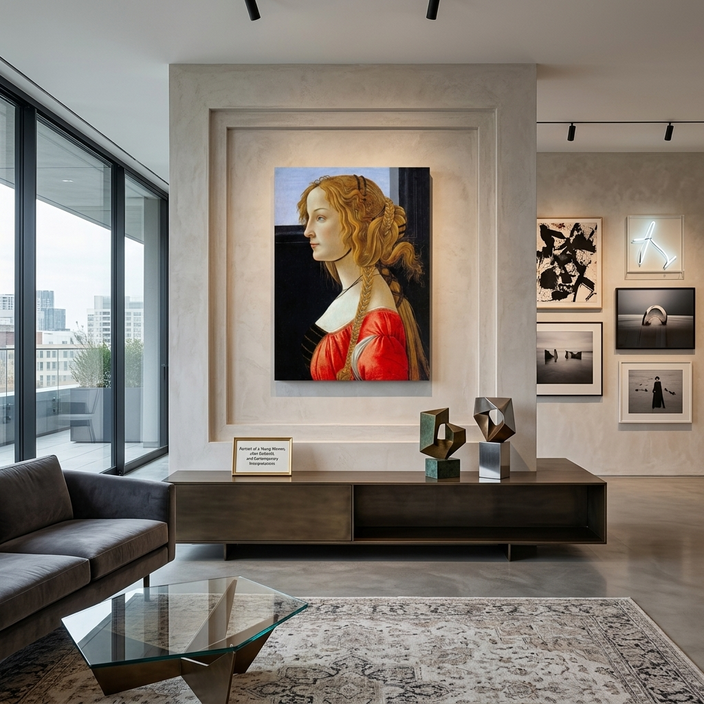 Reproduktion von Botticellis Porträt einer jungen Frau, Reproduktion auf Leinwand, Kunstdruck