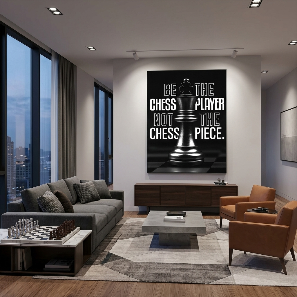 For motivation Chess King Black Motivational Canvas Wall Art Print