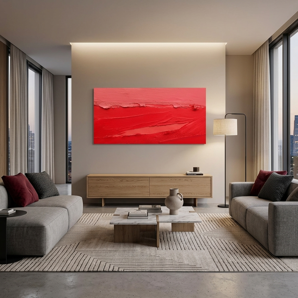 Roter Farbklecks Abstraktion Leinwand Wand Kunstdruck