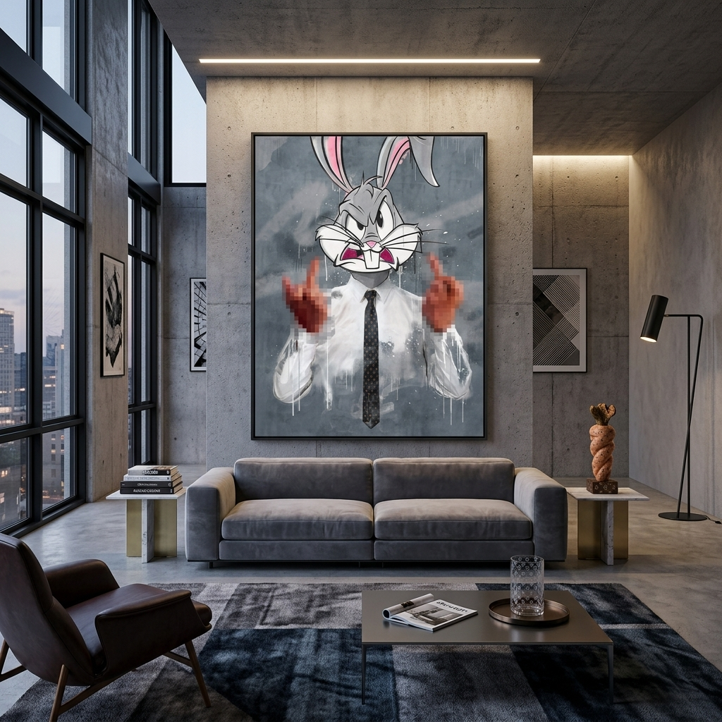 Bugs Bunny Kaninchen aus dem BüroCanvas Wand Kunstdruck