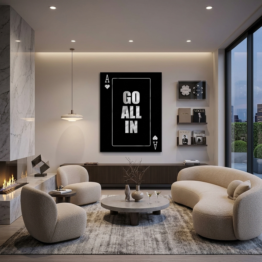 Zur Motivation – Alles in Silber – Motivierender Kunstdruck auf Leinwand