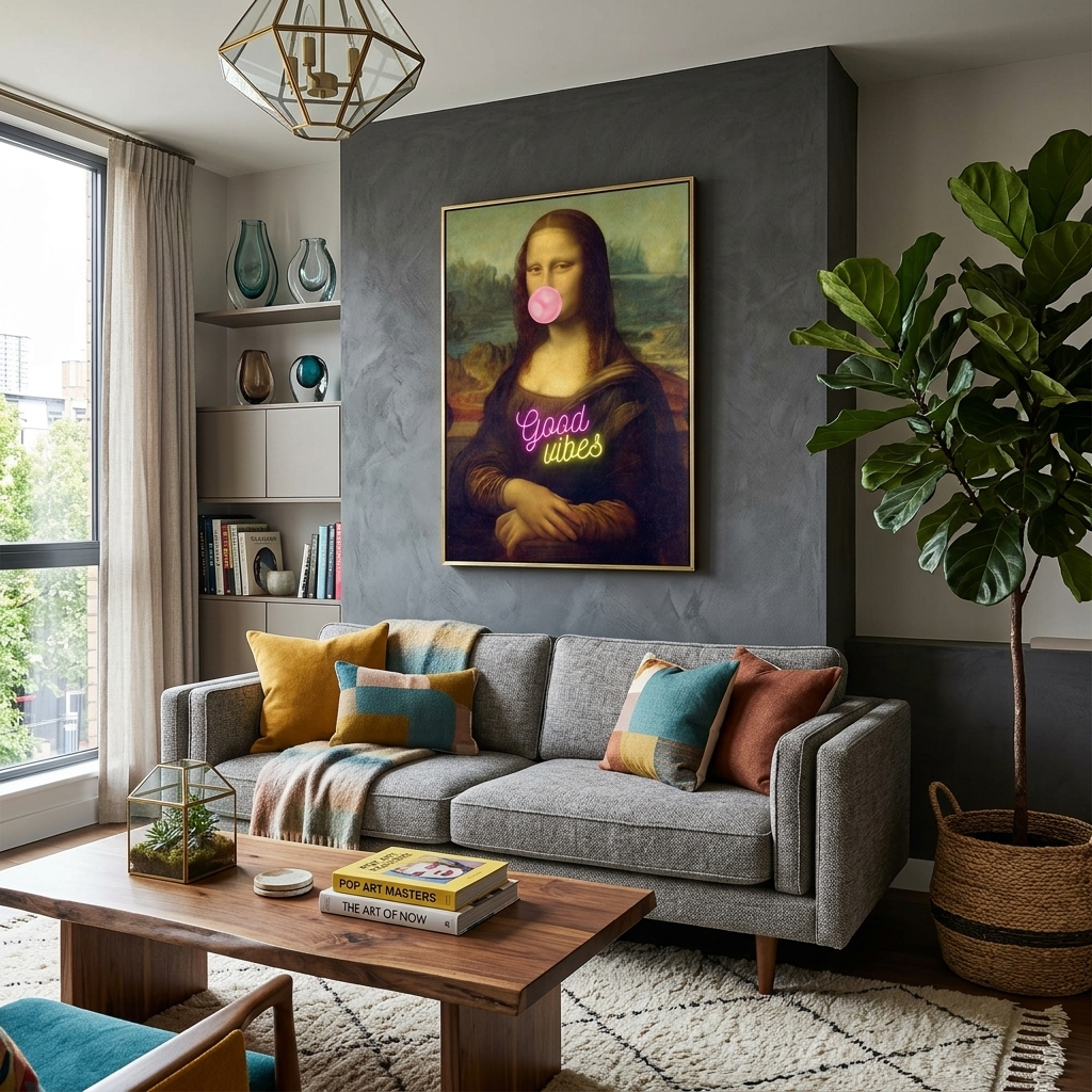 Kunstdruck auf Leinwand, Mona Lisa. Gute Stimmung
