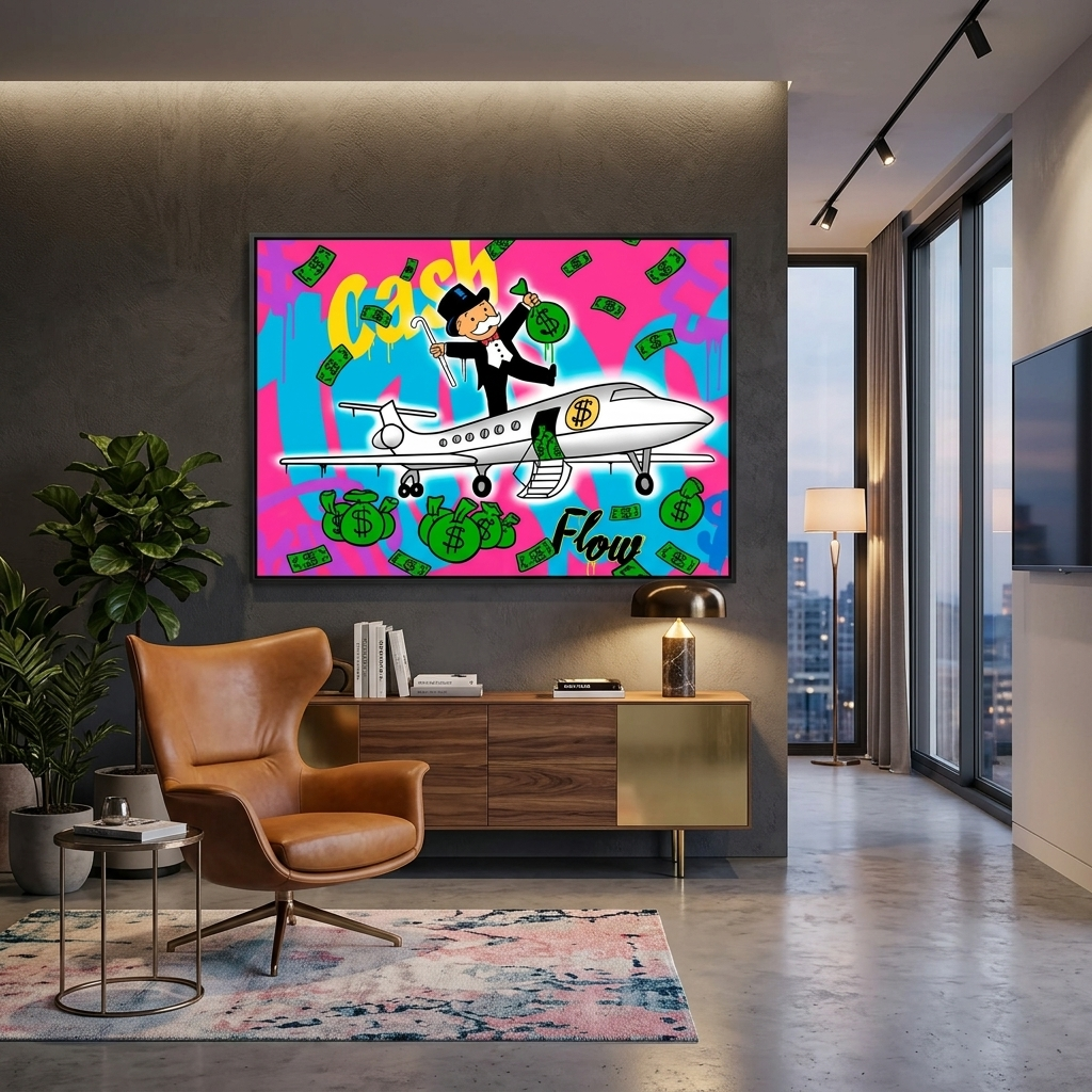 Inspirierender Kunstdruck auf Leinwand „Cash Flow“