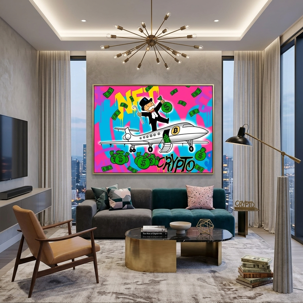 NFT Crypto Bitcoin Monopoly Canvas Wall Art Print