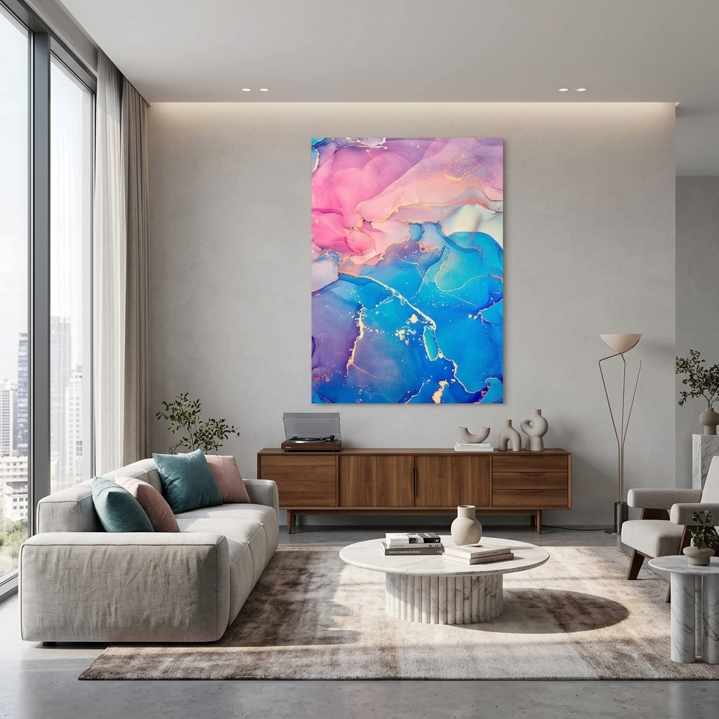 Rosa und blau Abstraktion Leinwand Wand Kunstdruck