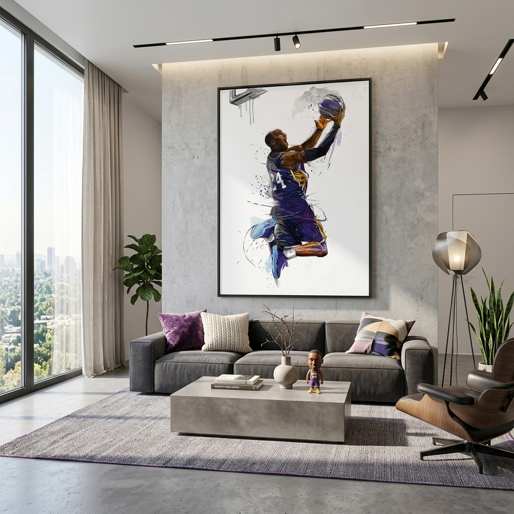 Kunstdruck auf Leinwand, Basketballspieler Kobe Bryant von den Los Angeles Lakers