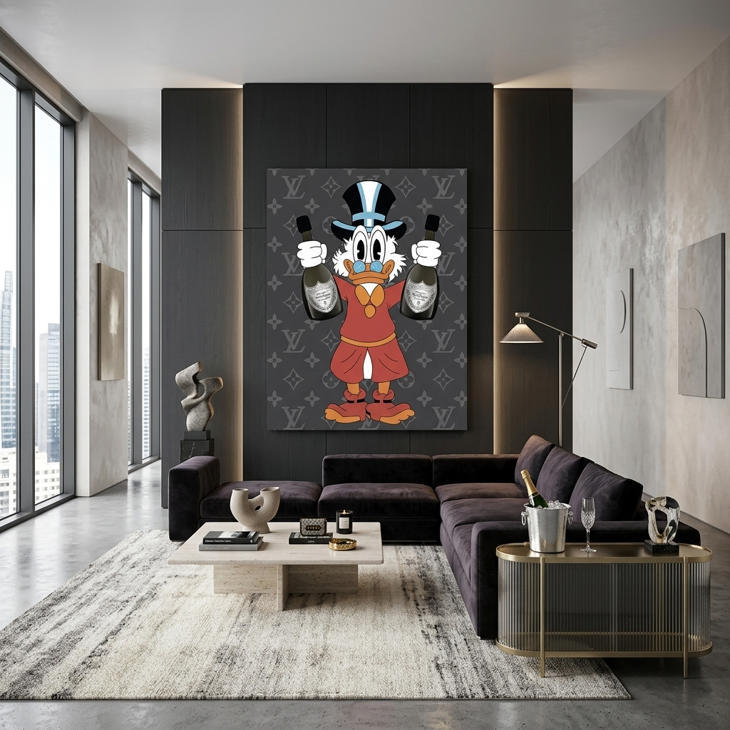 Scrooge mit Champagnergrau Inspirierender Kunstdruck auf Leinwand