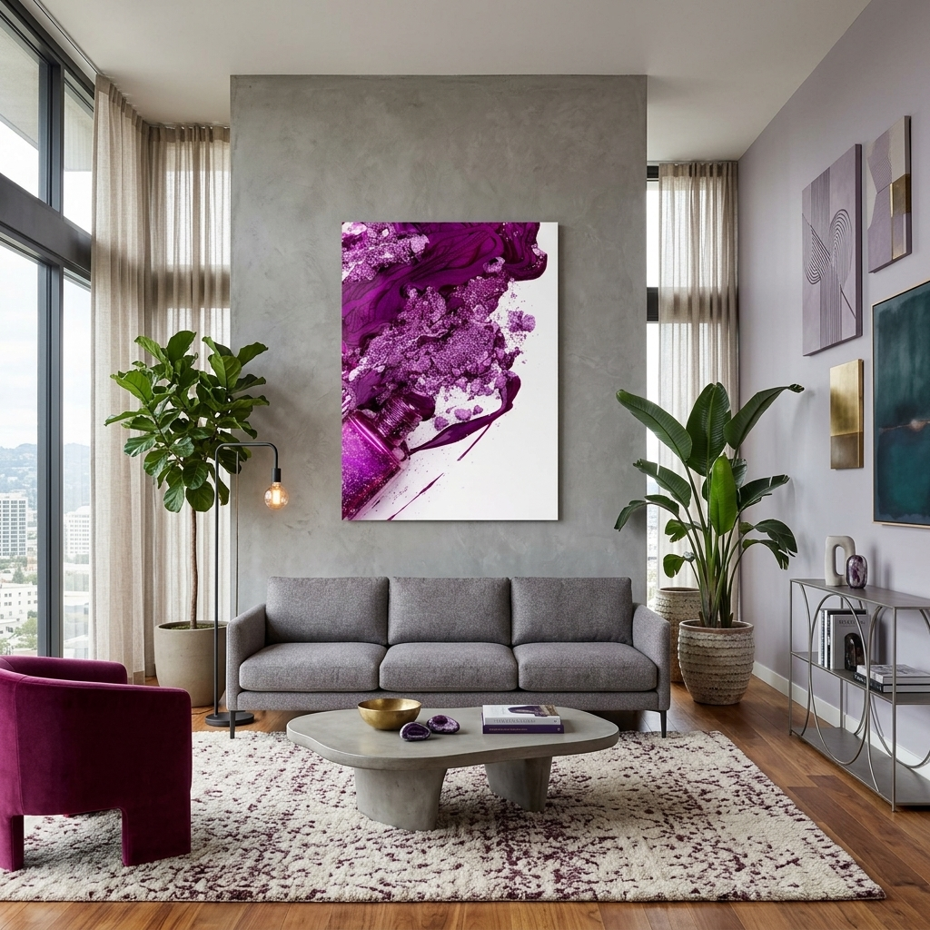 Kunstdruck auf Leinwand, violetter Nagellack