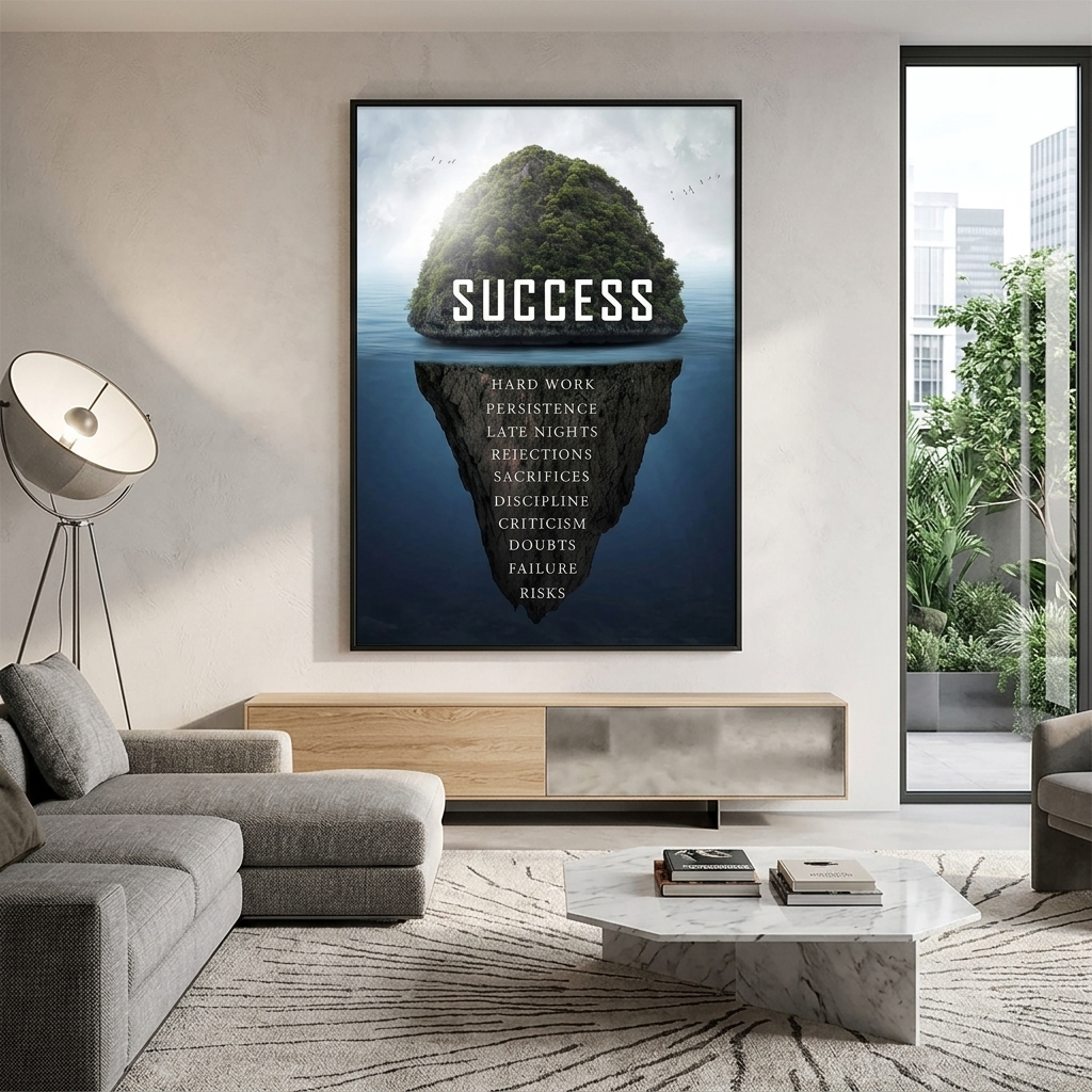 Motivierender Kunstdruck auf Leinwand, Motiv „Success Island“