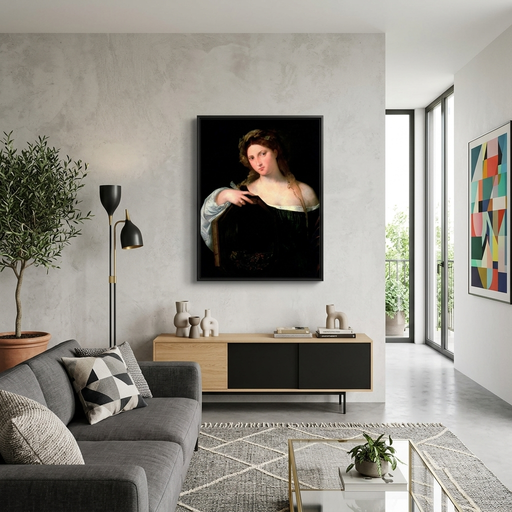Reproduktion „Die Eitelkeit des Weltlichen (Vanitas)“ von Tizian, Reproduktion auf Leinwand, Kunstdruck