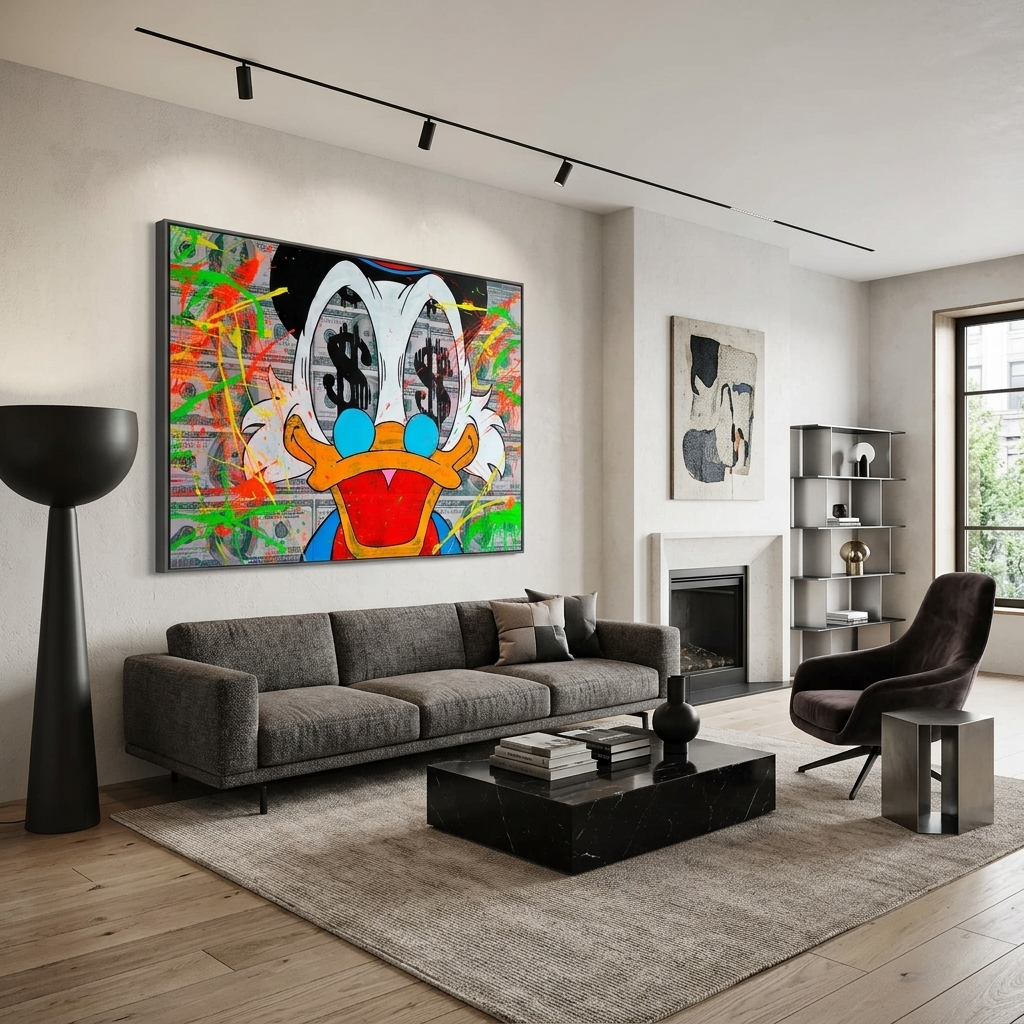 Scrooge Dollars und Farbe inspirierende Leinwand Wand Kunstdruck