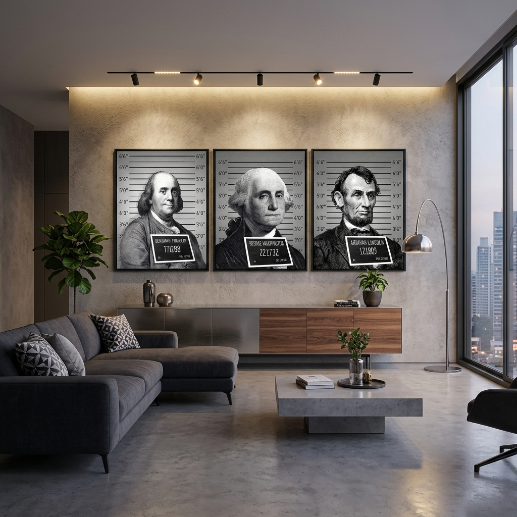 Mehrteiliger Kunstdruck auf Leinwand, Porträts von US-Präsidenten