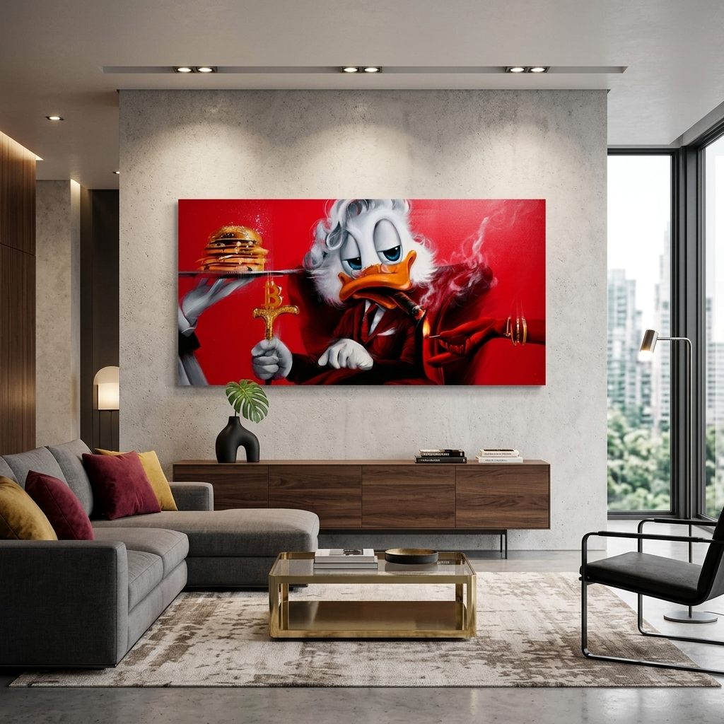 Scrooge, the Bitcoin cane Inspirational Canvas Wall Art Print