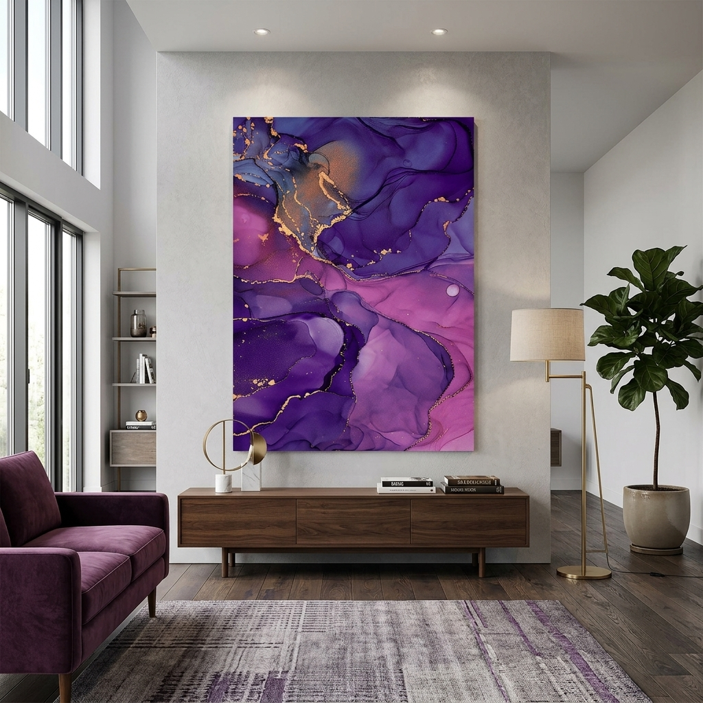 Violett-rosa Abstraktion Leinwand Wand Kunstdruck